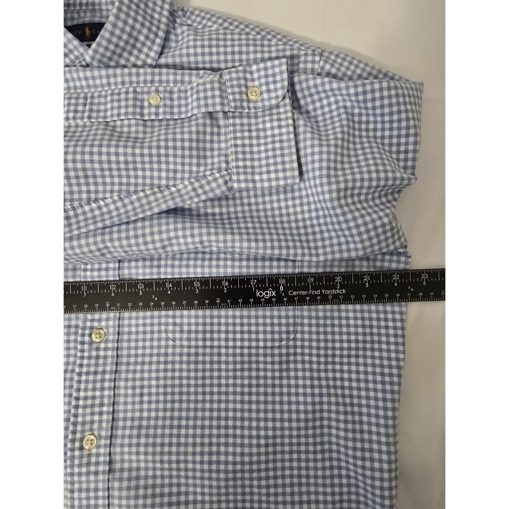 Ralph Lauren Shirt Mens Medium Blue White Gingham Check Classic Fit Button Down - Picture 6 of 6